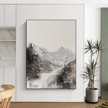 Monochromatic Mountain Landscape for Rustic Cabin & Black - and - White Themed Study STSC642