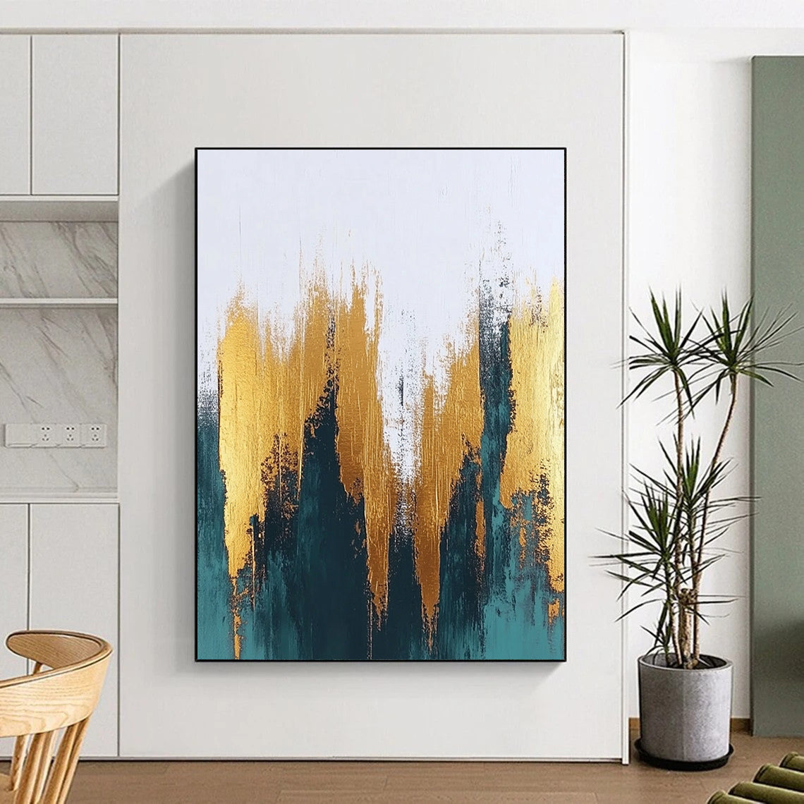 Luxe Gold - Teal Abstract Art for Dining Room & Boutique STSC062