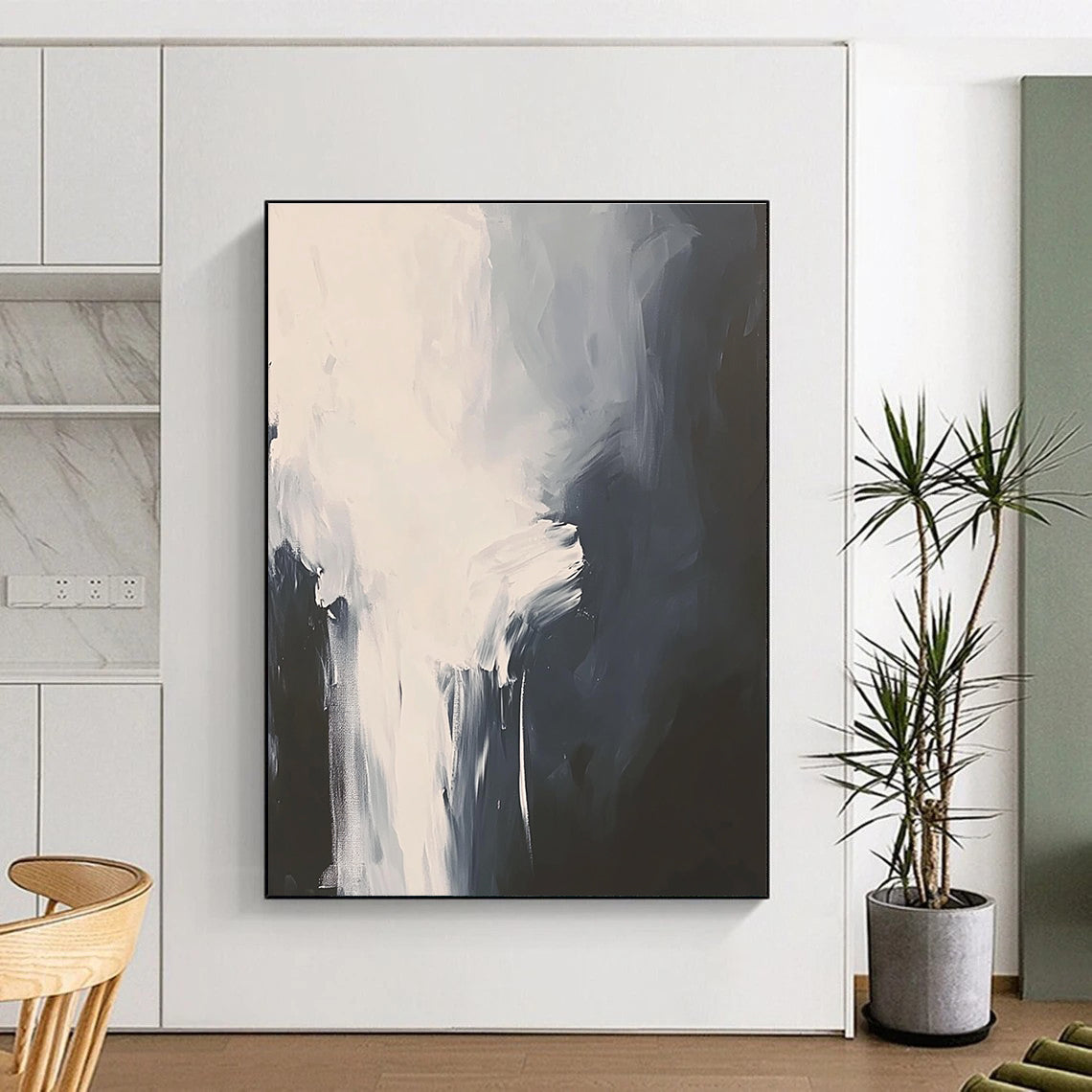 Gray Abstract Brushstrokes for Calm Home Office & Minimalist Bedroom STSC236