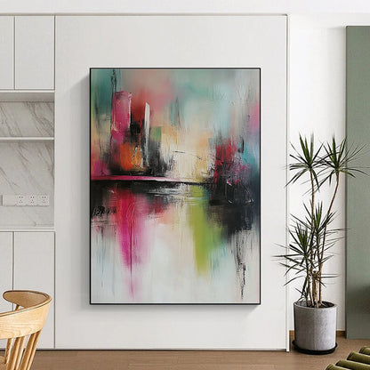 Colorful Abstract Cityscape for Vibrant Art Café & Bohemian Living Room STSC432