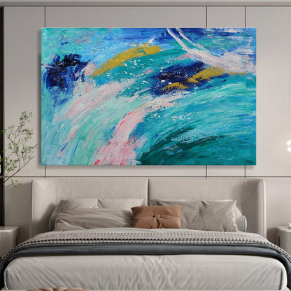 Whimsical Blue - Pink Abstract Design to Amplify Bohemian Café Charm DLZ3038