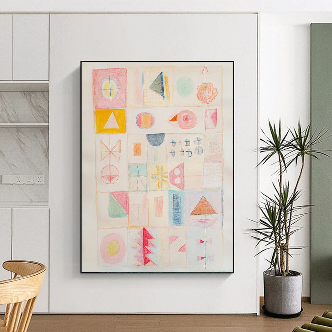 Pastel Geometric Shapes for Minimalist Nursery & Soft - Toned Art Gallery STSC985