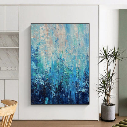 Blue - Green Abstract Art for Coastal Home Living Room Accent Walls DLZ0045