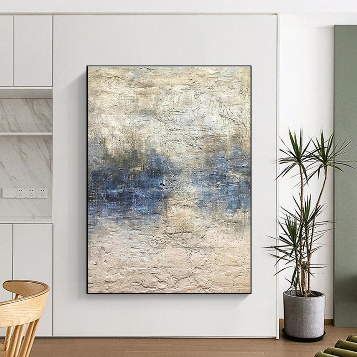 Gray - White - Blue Textured Art for Modern Art Studio & Spa - Inspired Home DLZ1862
