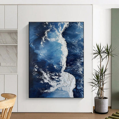 Textured Ocean Art for Nautical Home Living Room & Marine Conservation Office DLZ1514