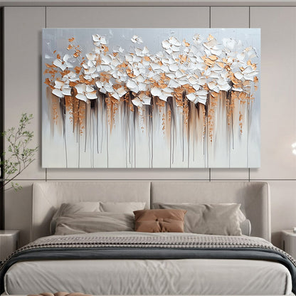 Textured White Flowers Art for Botanical - Themed Restaurant & Floral Design Studio SC294