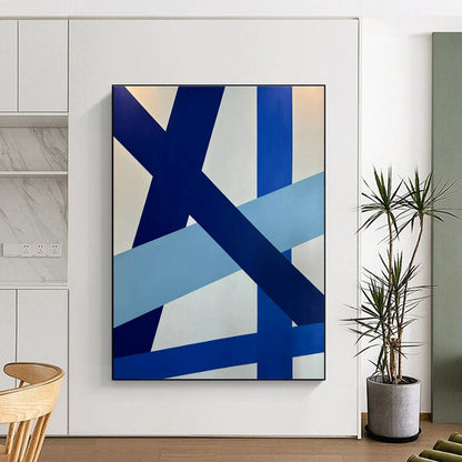Blue - White Geometric Abstract Art for Modern Office & Contemporary Art Gallery DLZ1892