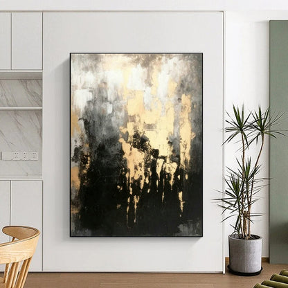 Gold - Gray Abstract Art for High - End Boutique & Art Deco Home DLZ1804