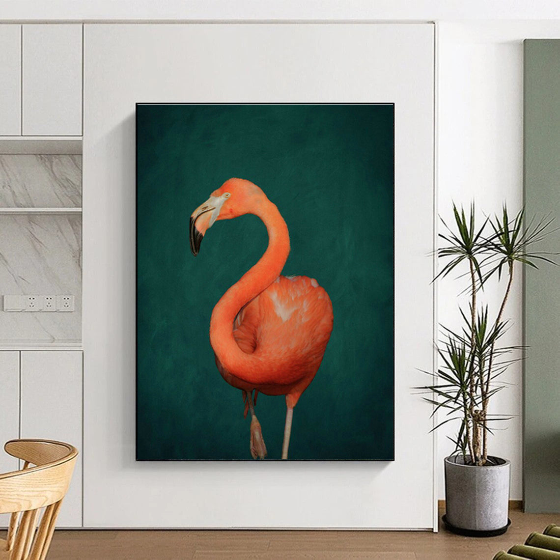 Elegant Flamingo Portrait Wall Art for Bedroom & Living Room DLZ0390