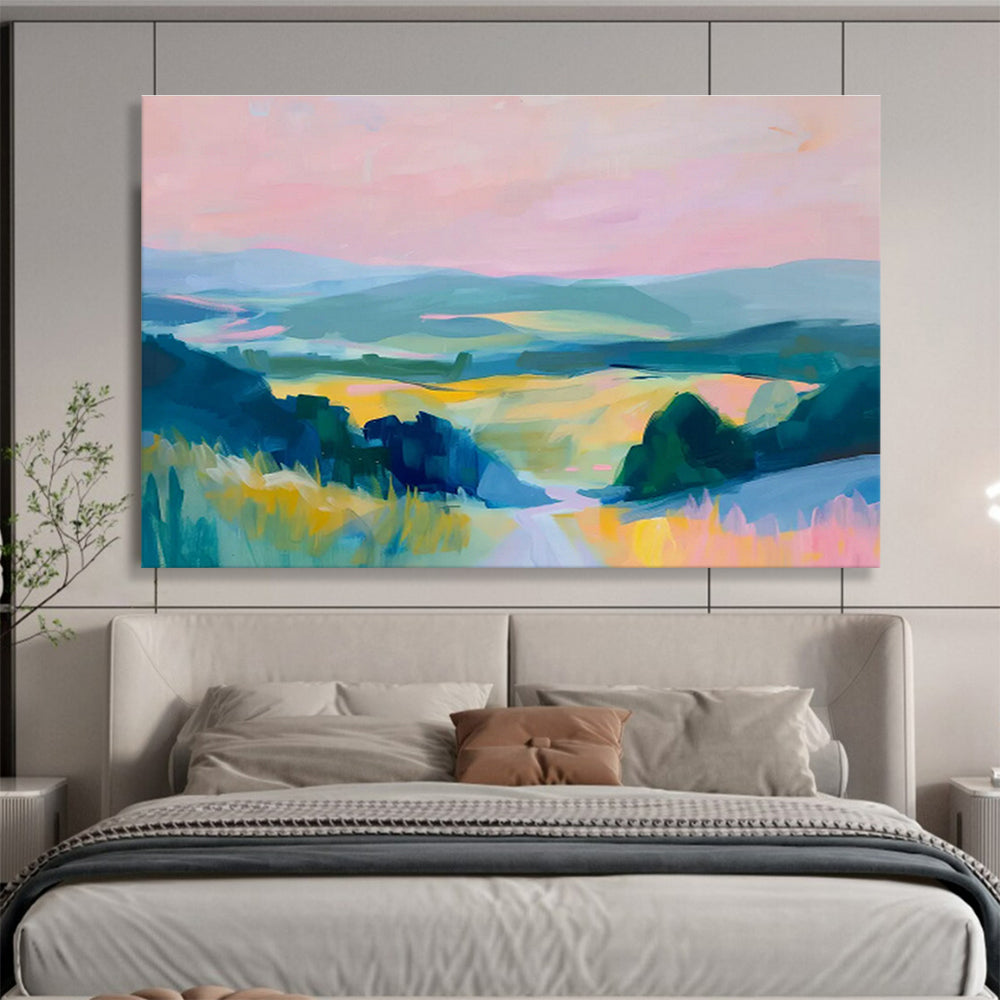 Pastoral Landscape Oil Painting for Rustic Farmhouse Dining Areas DLZ2594