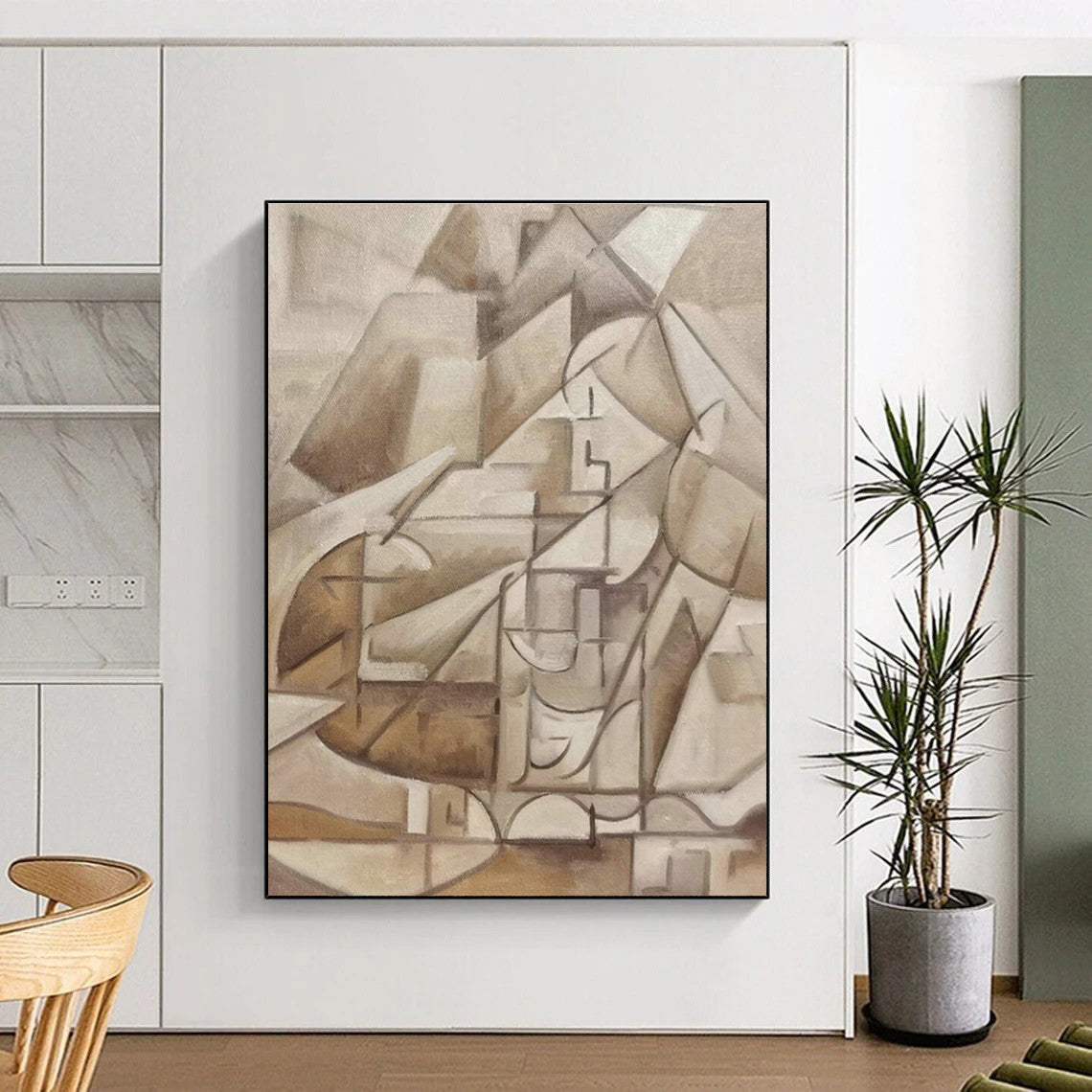Beige Cubist Abstract Art for Art Gallery & Architect Office DLZ0608