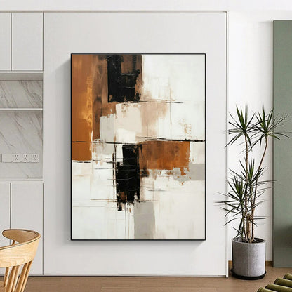 Brown - Black Geometric Abstract Art for Modern Office Reception & Industrial Loft DLZ1721