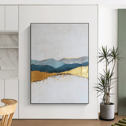 Golden - Hued Mountain Range Art for Luxury Living Room & Hotel Reception STSC110
