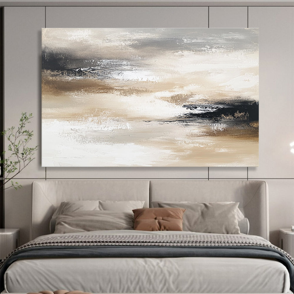 Beige - Gray Abstract Landscape Art for Rustic - Modern Home Office & Nature - Inspired Spa SC246