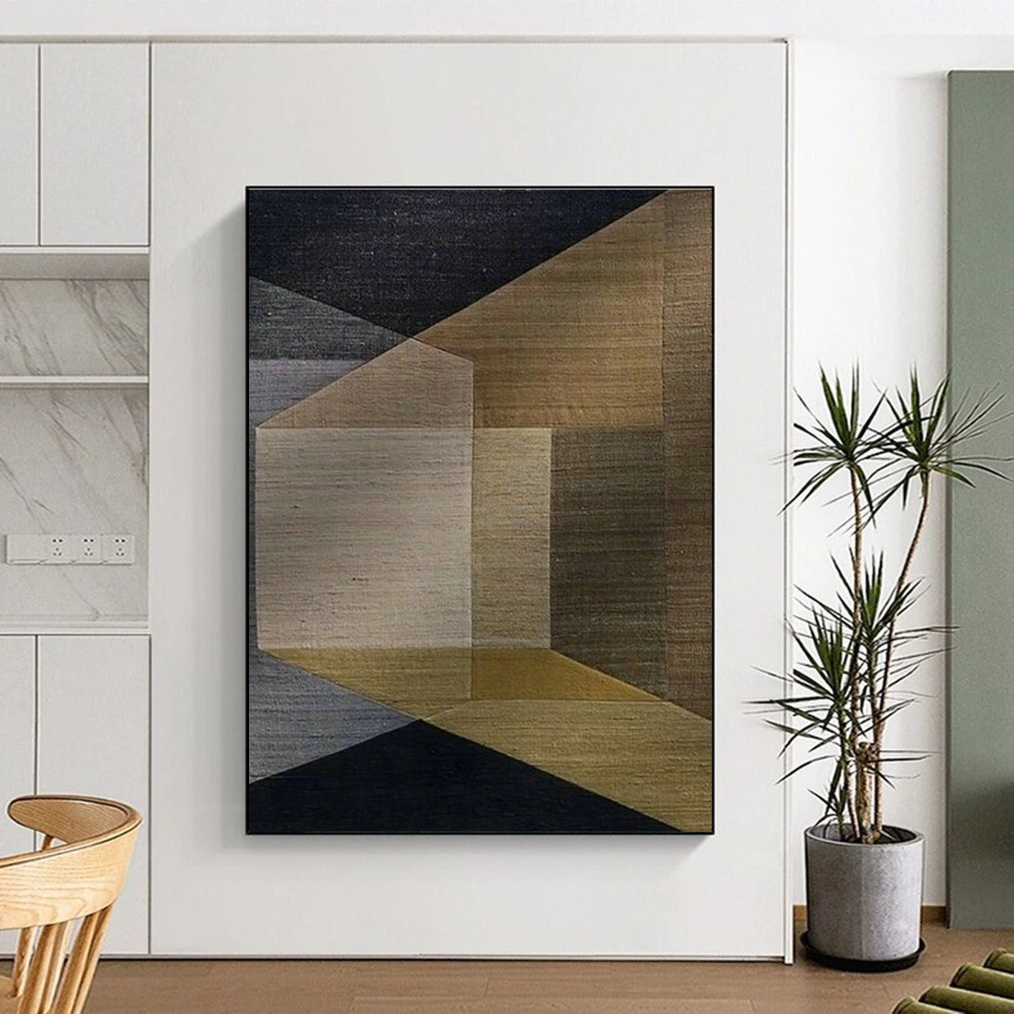 Earth - Tone Geometric Art for Rustic Home Living Room & Eco - Friendly Boutique DLZ1522
