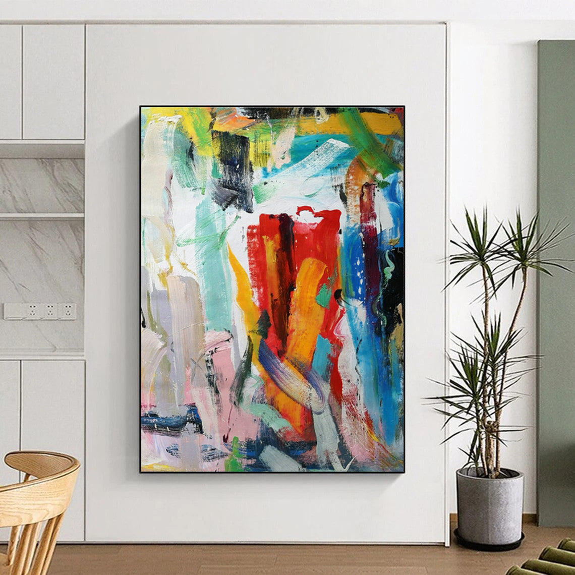 Colorful Brushstroke Abstract Art for Vibrant Living Room & Creative Studio DLZ0770