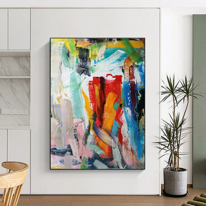 Colorful Brushstroke Abstract Art for Vibrant Living Room & Creative Studio DLZ0770