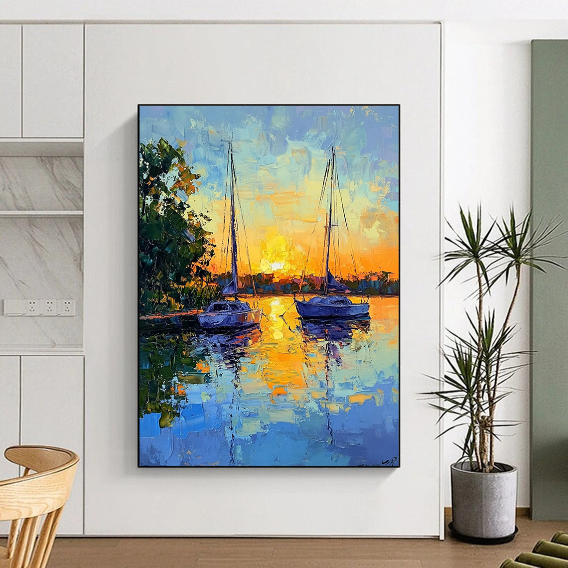 Sunset Sailboats  Art for Coastal Restaurant & Nautical - Themed Home STSC1393