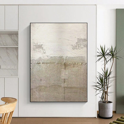 Gray - White Linen - Textured Art for Rustic Home Library & Minimalist Café DLZ1860
