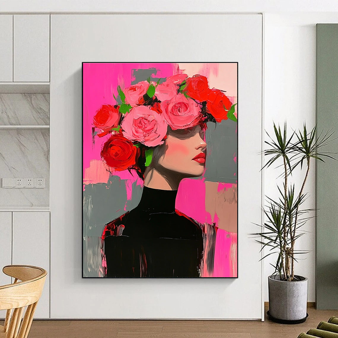 Floral - Headed Woman Art for Fashion Boutique & Art - Loving Living Room STSC1392