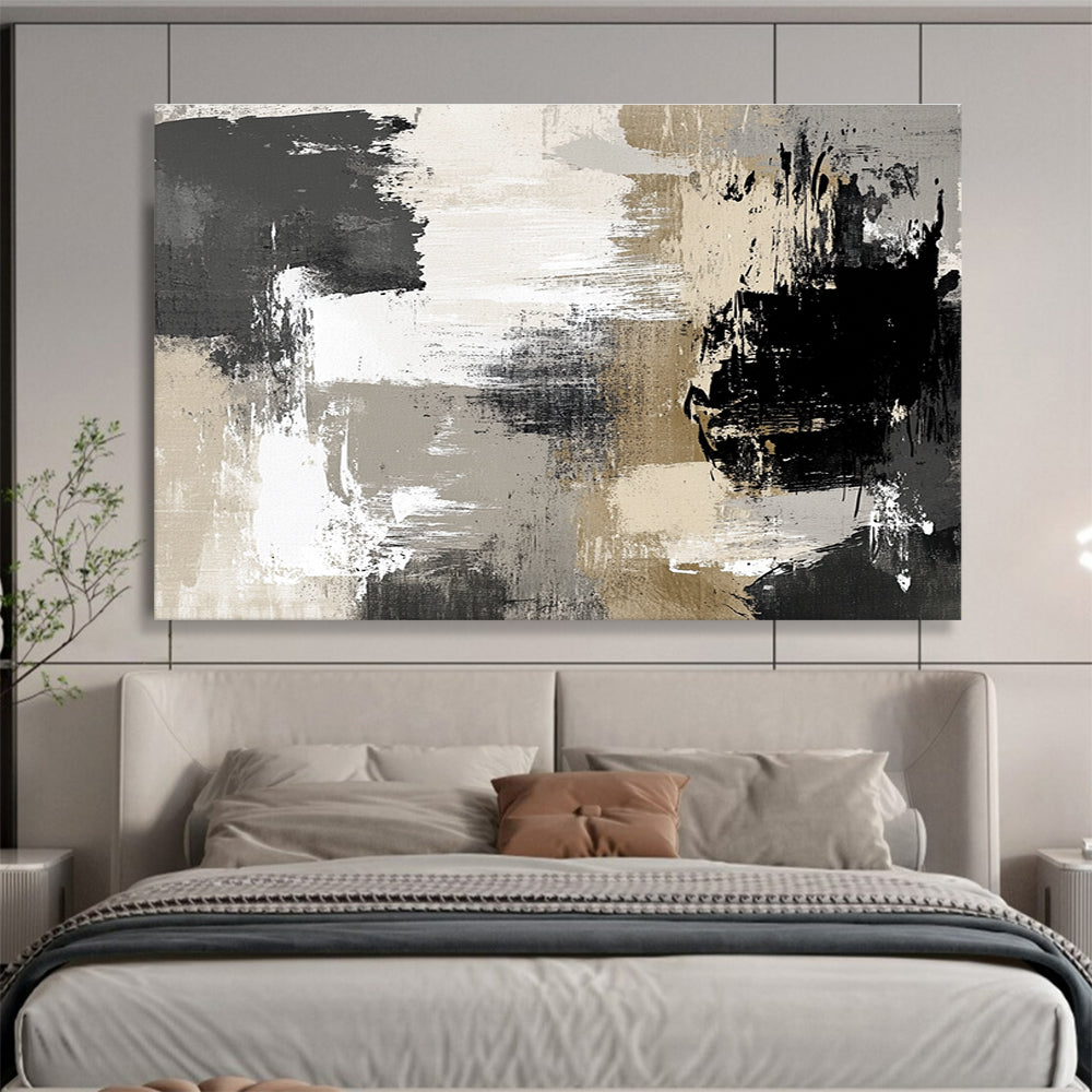 Neutral Tone Abstract Art for Industrial - Style Loft & Art - Inspired Home Office SC507
