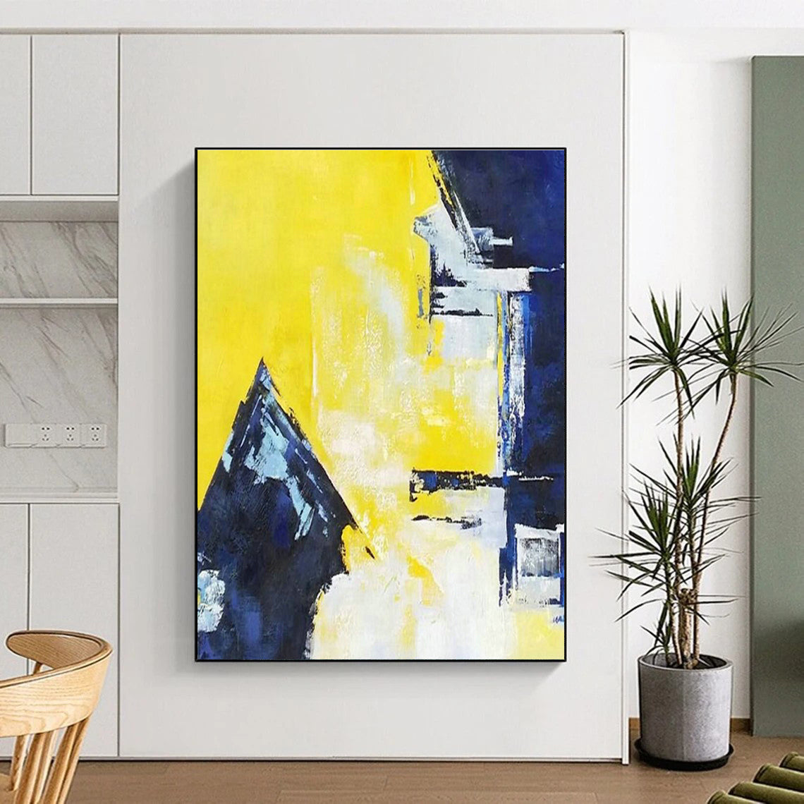 Yellow - Blue Abstract Art for Office & Living Room DLZ0327