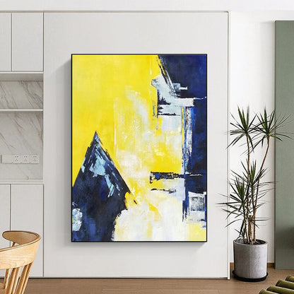 Yellow - Blue Abstract Art for Office & Living Room DLZ0327
