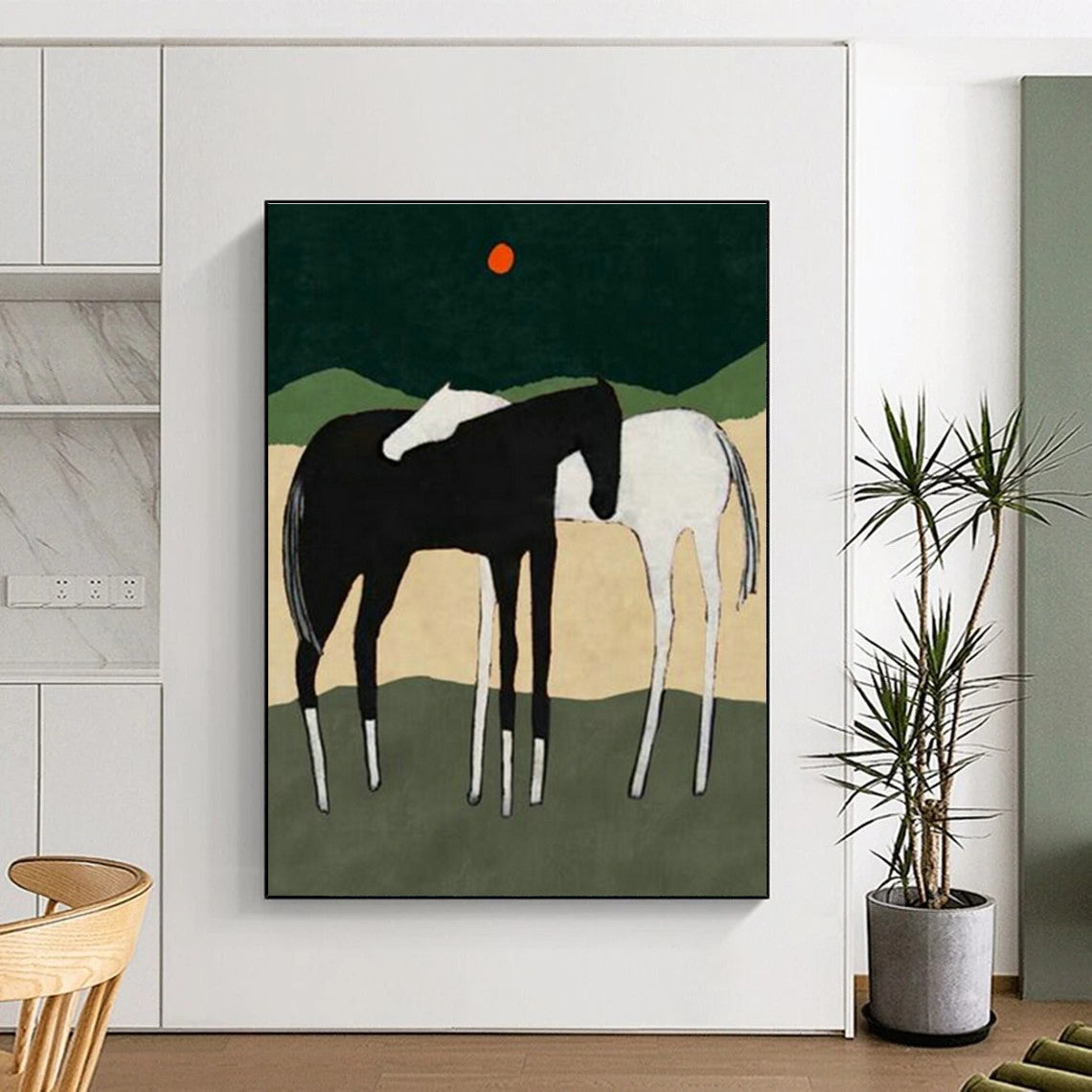 Folk - Inspired Horse Art for Country Farmhouse & Western Art Gallery DLZ1419