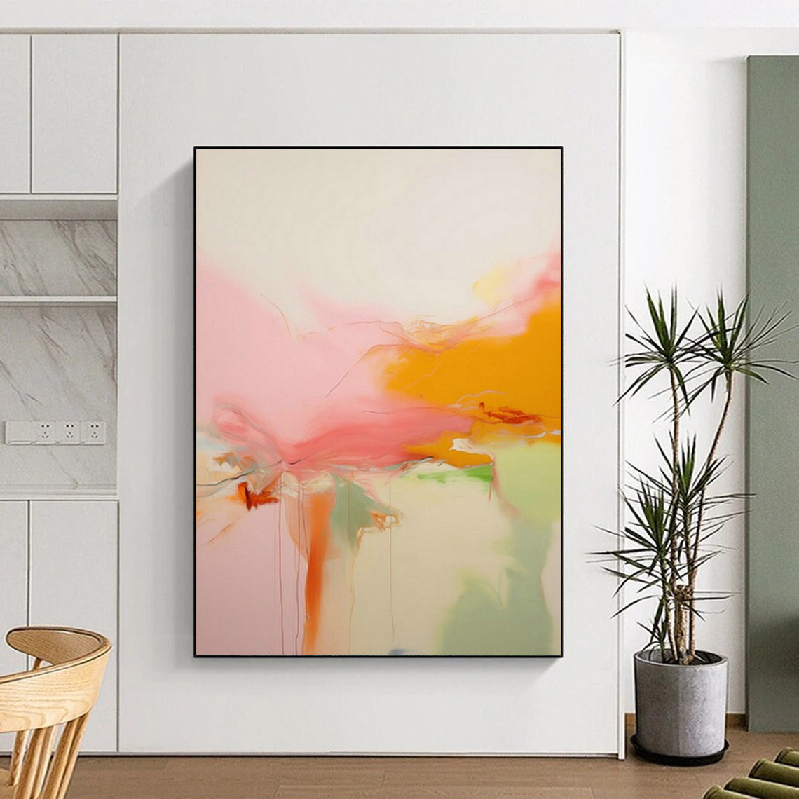 Flowing Pink - Orange Abstract Art for Wedding Venue & Art - Inspired Home DLZ2085