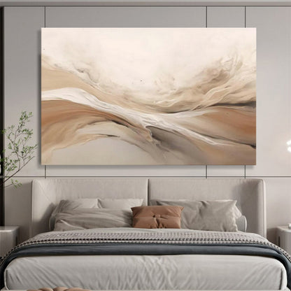 Beige Flowing Abstract Art for Minimalist Living Rooms DLZ2476