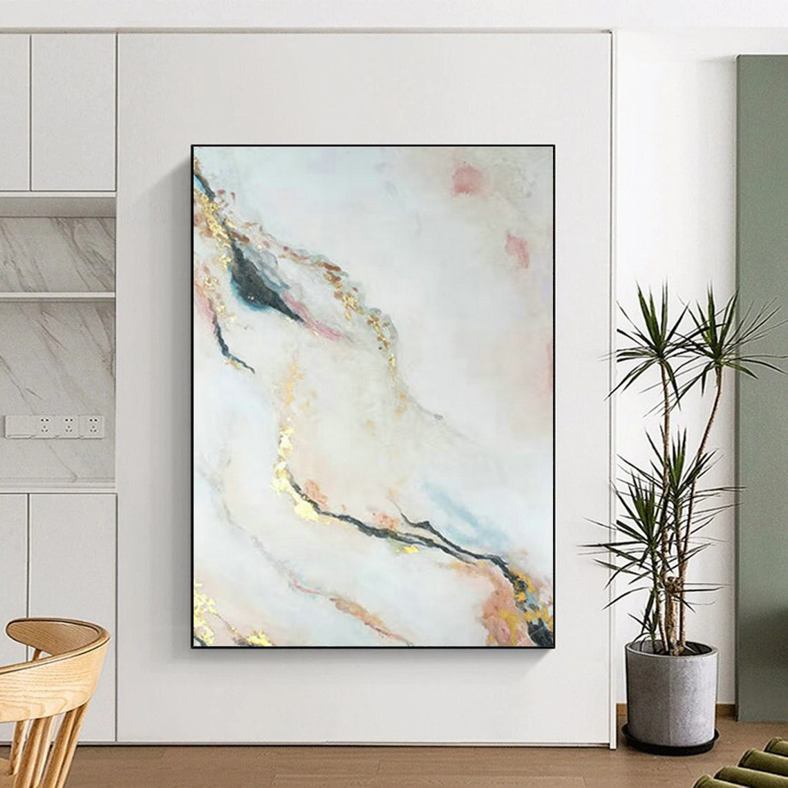 Pink & Gold Marble - Effect Art for Boutique Hotel Lobby & Glam Bathroom DLZ0673