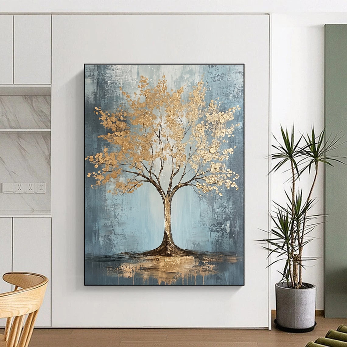 Golden Tree Abstract for Opulent Dining Room & Modern Home Office STSC493