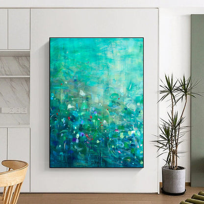 Green - Blue Floral Art for Spa Wellness Center Relaxation Zones DLZ0158