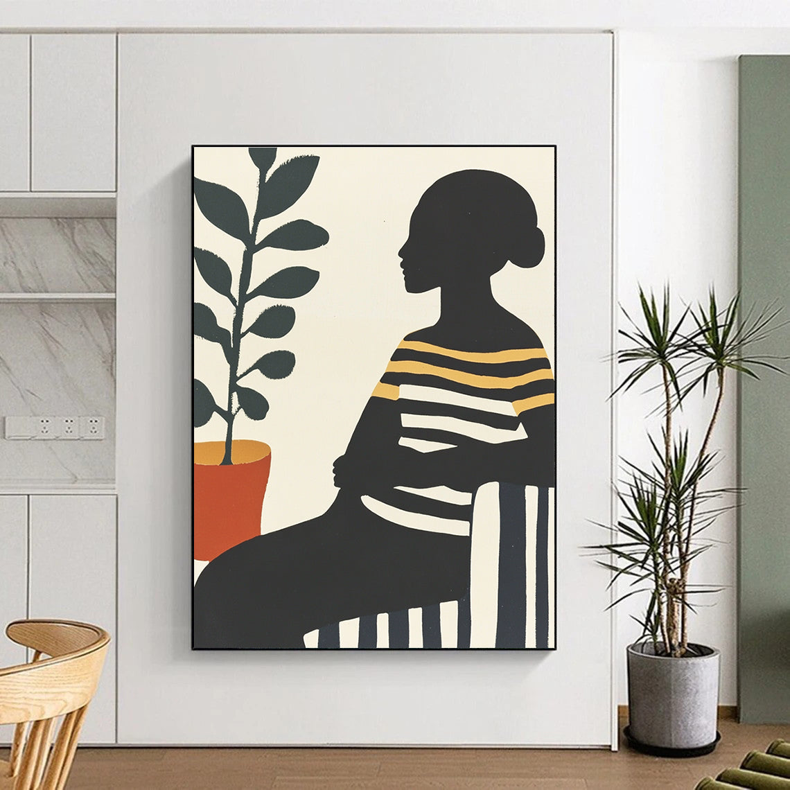 Silhouette with Plant for Mid - Century Modern Home & Urban Jungle Café STSC537