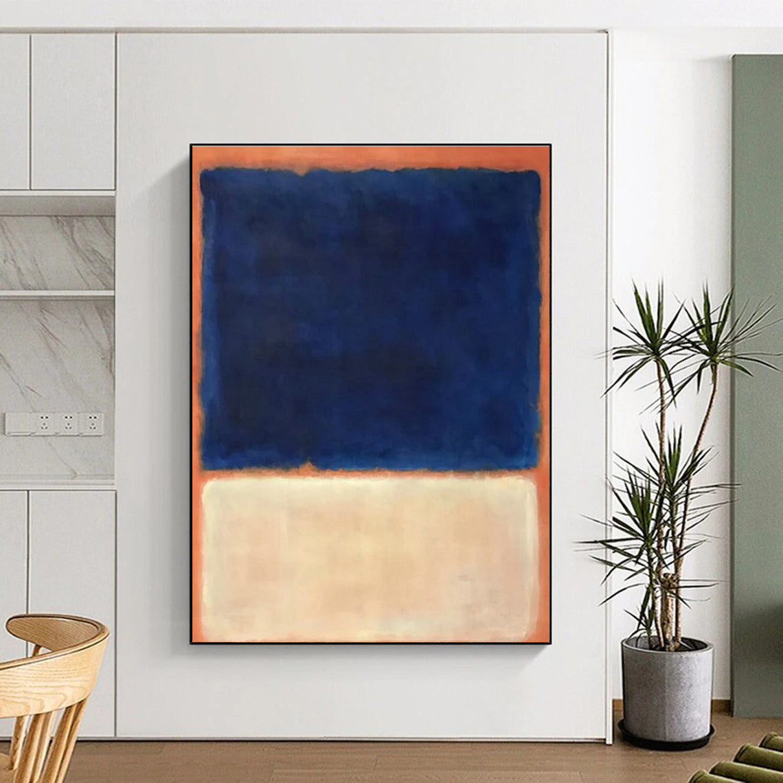Blue - Orange Minimalist Art for Coastal Café & Contemporary Living Room DLZ2322