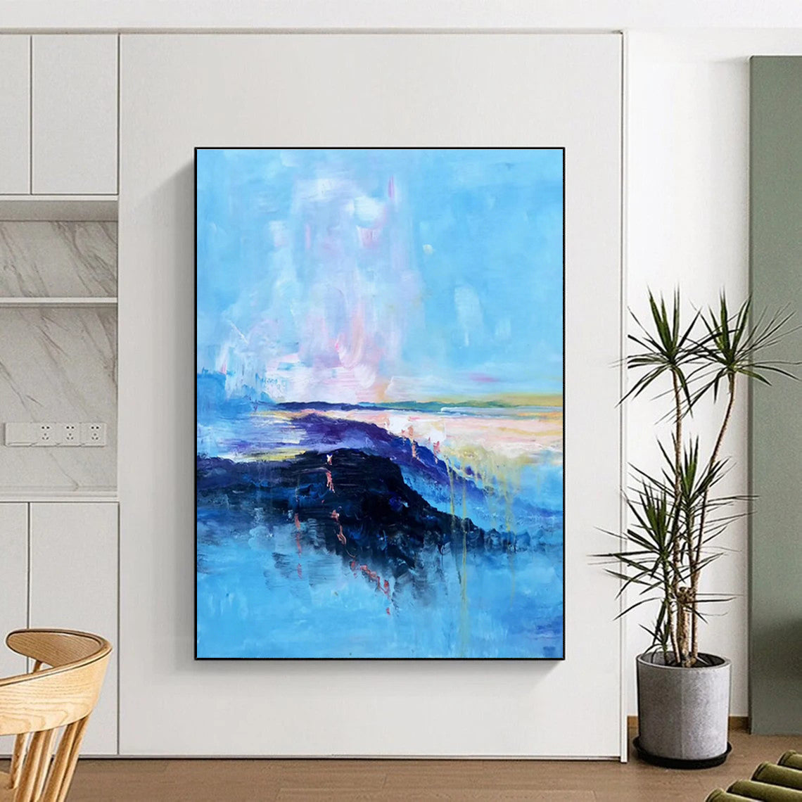 Blue Landscape Abstract Art for Living Room & Bedroom DLZ0505