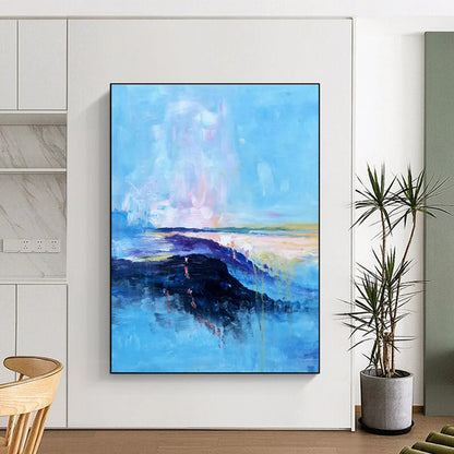Blue Landscape Abstract Art for Living Room & Bedroom DLZ0505