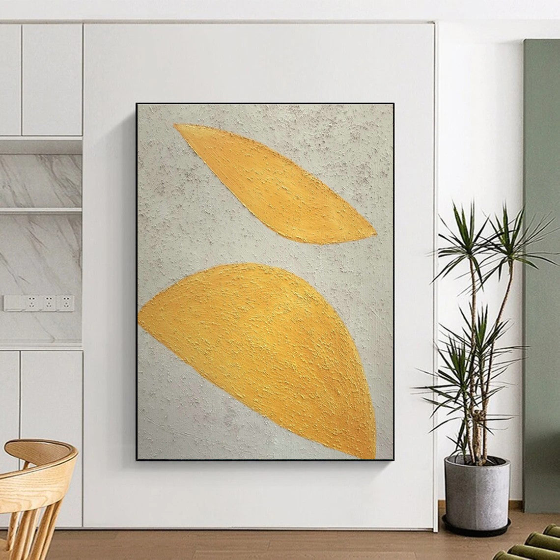 Yellow - White Leaf - Shaped Art for Scandinavian Nursery & Botanical Art Studio DLZ1887