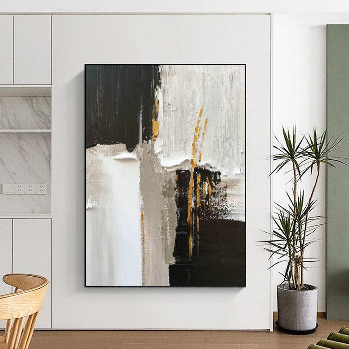 Black - White Abstract Art for High - End Boutique & Chic Hotel Room DLZ0807