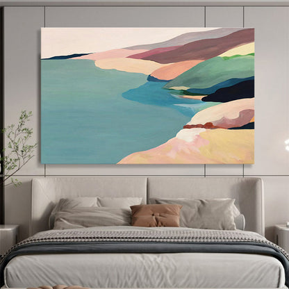 Colorful Coastal Landscape Art for Beach House Living Rooms DLZ3125