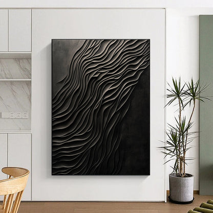 Black Wavy Texture for Contemporary Art Space & Sophisticated Hotel Lobby STSC1289