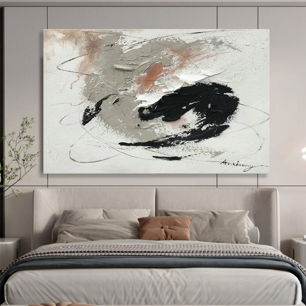 Grey - Black - Pink Abstract Art for Study Thoughtful Ambiance DLZ2696