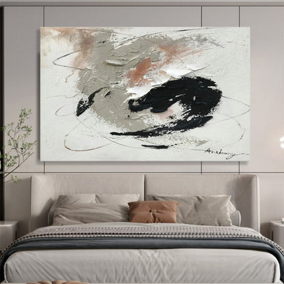 Grey - Black - Pink Abstract Art for Study Thoughtful Ambiance DLZ2696