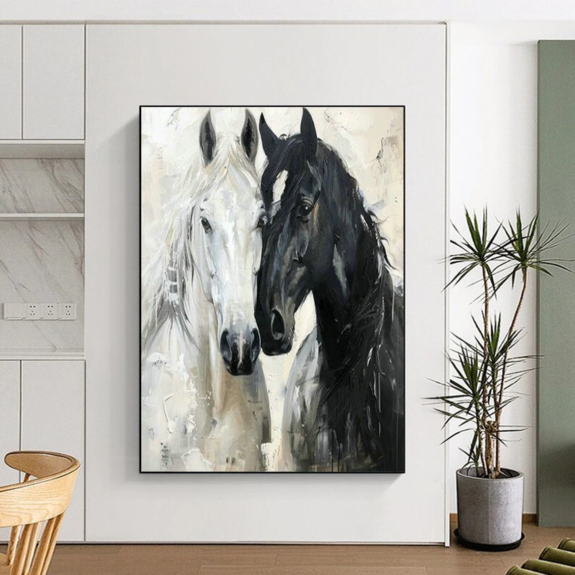 Black and White Horse Art for Equestrian Club Lounge & Western - Themed Home Office DLZ1408