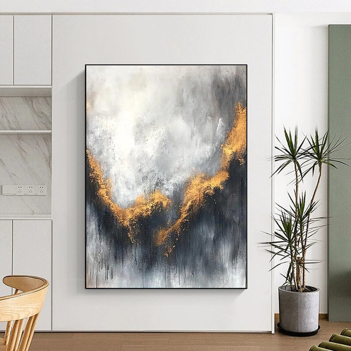 Grey and Gold Curved Abstract for Modern Art Gallery & Creative Studio STSC397