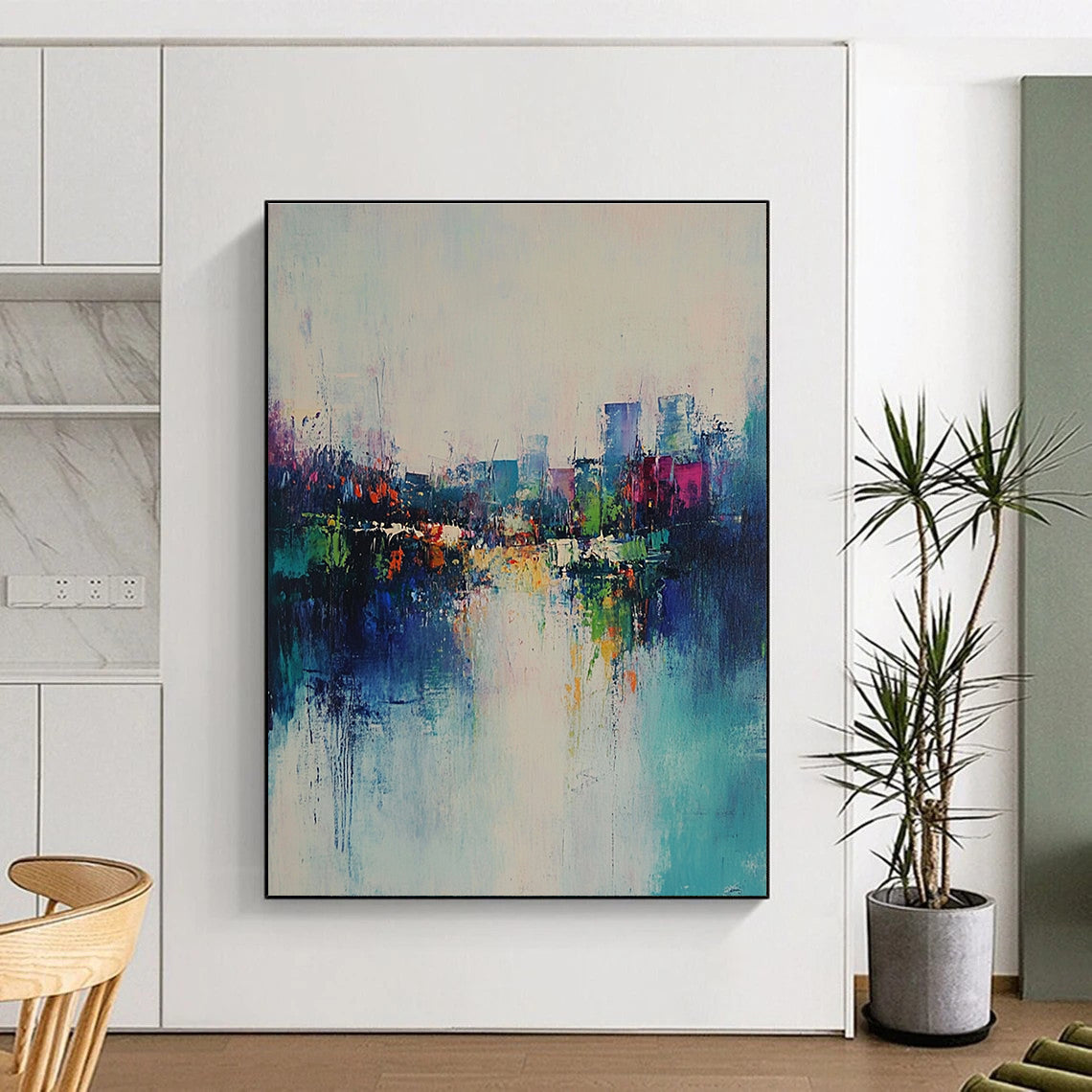 Abstract Cityscape with River for Modern Living Room & Travel - Lover’s Lounge STSC562