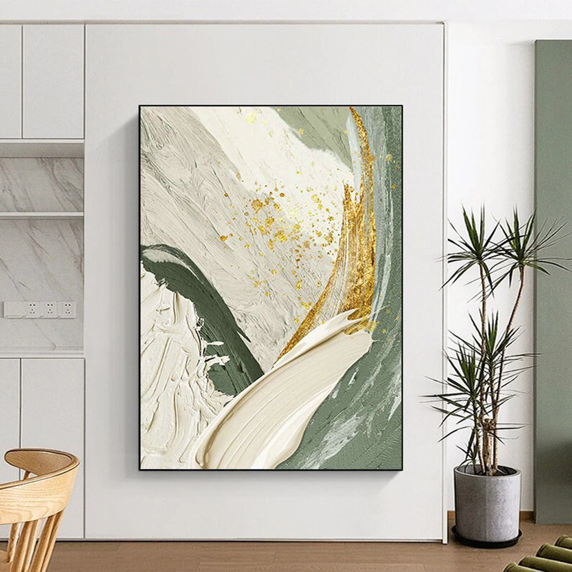 Gold - Speckled Abstract Art for Luxury Boutique & Glamorous Dining Room DLZ2195