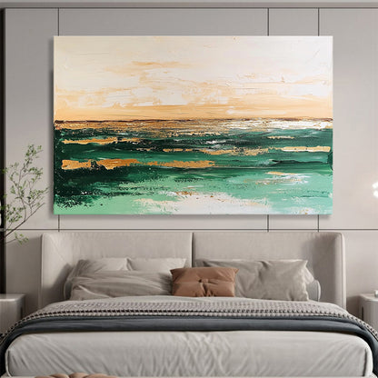 Green and Gold Sea Abstract Art for Coastal Resort Lobby & Luxury Yacht Club SC080