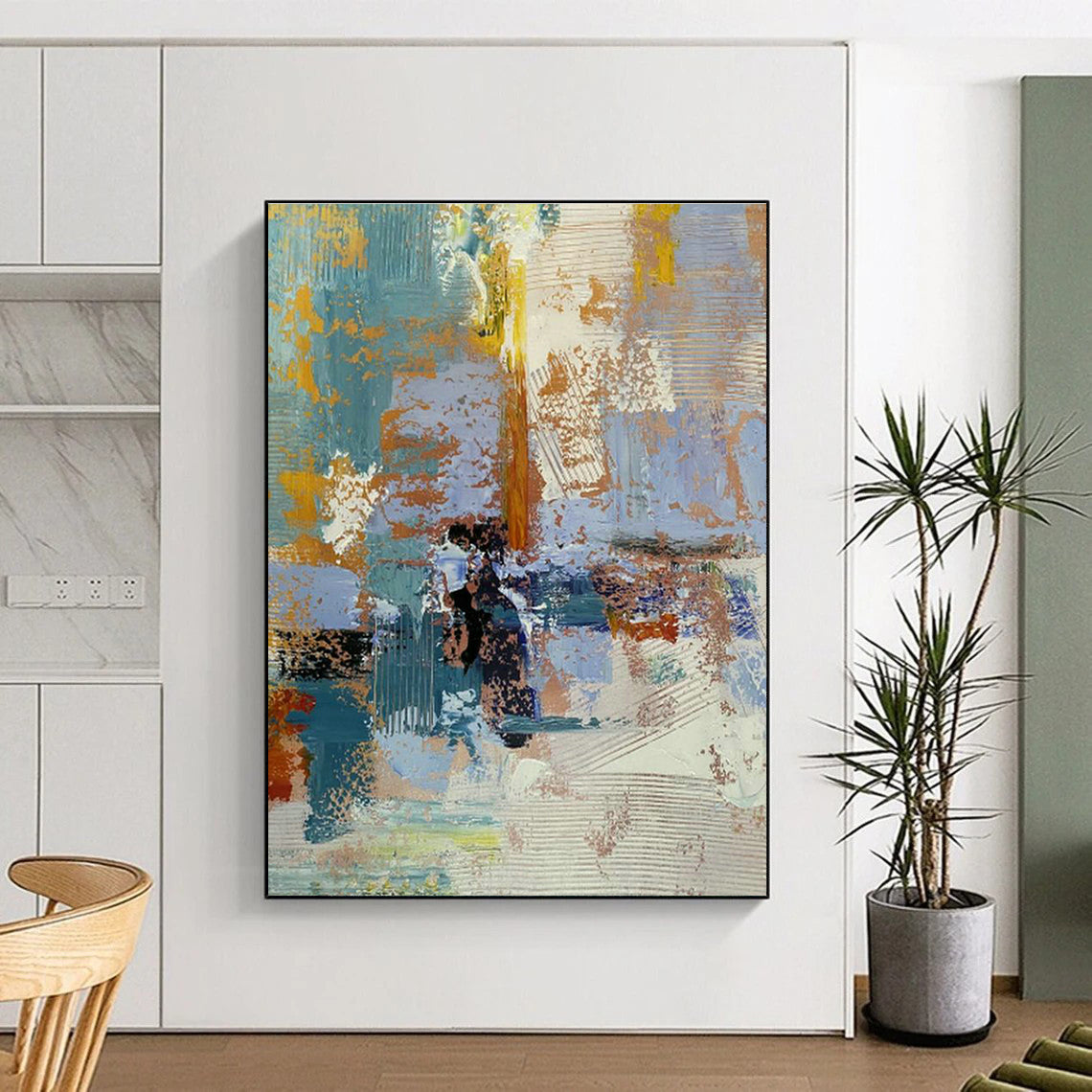 Blue - Orange Abstract Art for Office & Living Room DLZ0348