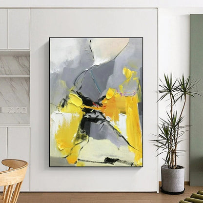 Yellow - Gray Geometric Abstract Art for Contemporary Kids’ Room & Design Studio Meeting Area DLZ1459